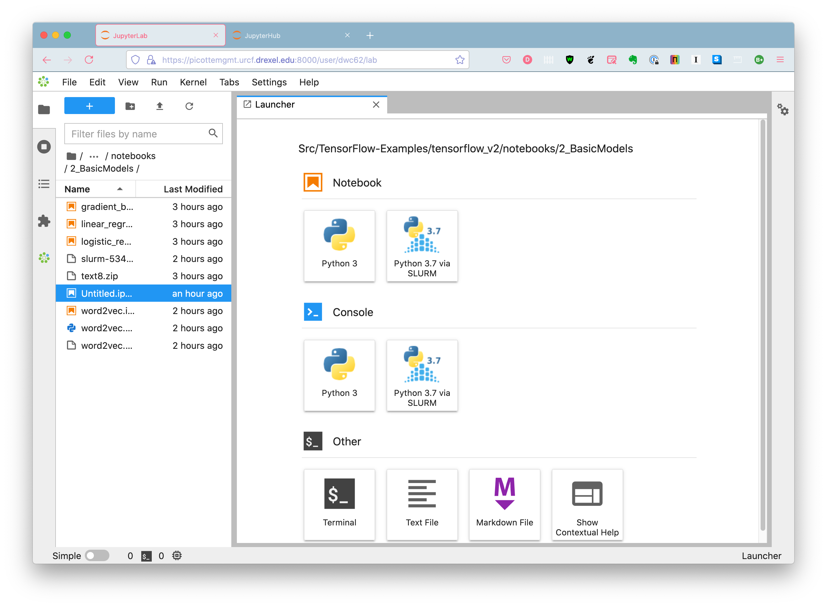 thumb|Jupyter Hub main
interface